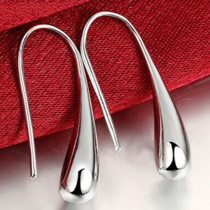 Stamped 925 Sterling  Silver Fish hook tear drop  like Earrings,